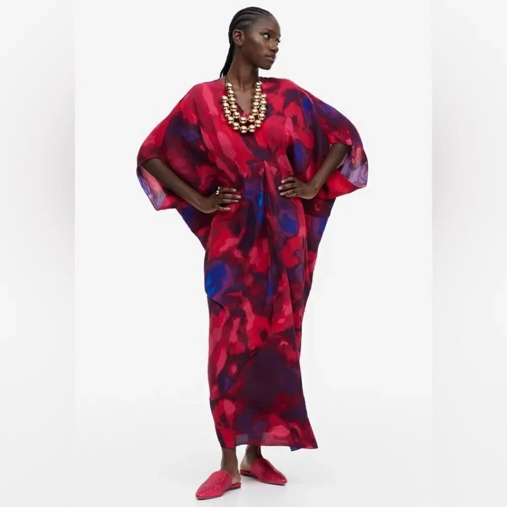 H&M Ramadan Modest Collection Viscose Kaftan Dress New - Picture 4 of 10